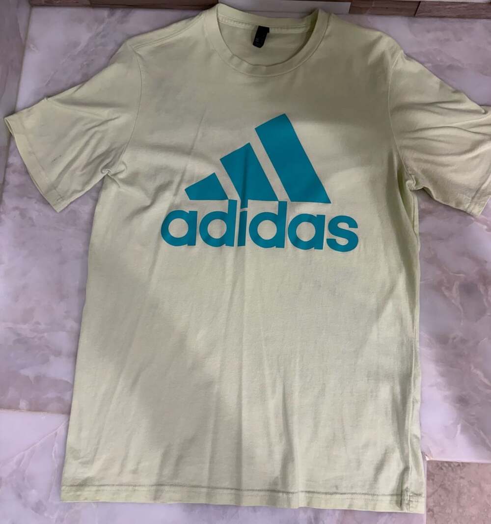 Adidas Men's Badge of Sport Lime Green Short Sleeve T-Shirt